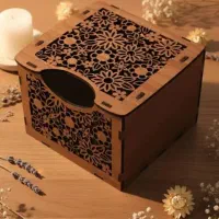 باکس دستمال گل خورشیدی ،باکس دستمال معرق ،چوبی
