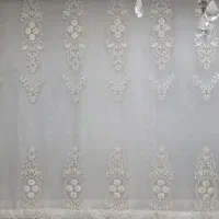 پرده پذیرایی فلت کل برجسته سرمه دوزی