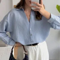 شومیز پری راه راه ابی و سرمه ای