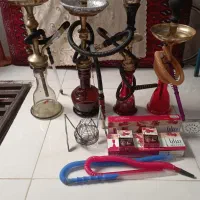 چهار عدد قلیان برنج و دو بوکس تنباکوً
