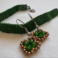 نیم‌ست دستبند و گوشواره منجوق‌ بافی (منجوق ژاپنی)