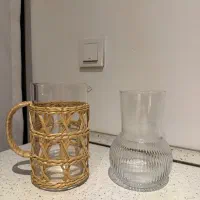 گلدان ایکیا و پارچ حصیری تایلندی