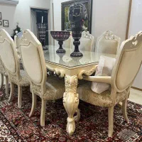 مبل و ناهار خوری ۸ نفره در حد نو شرکتی