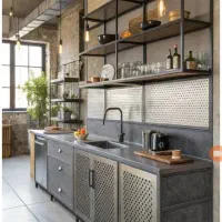 ساخت کابینت مدرن و مینیمال با تلفیق فلز و چوب