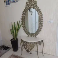 آینه کنسول برنزی تلفن ومیز ولوستر برنزی