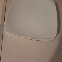 بشقاب برنج خوری مربع شکل دور طلائی