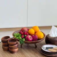 ست ظرف میوه خوری چوبی و کاسه