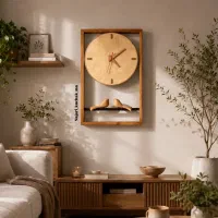 ساعت دیواری گنجشک چوبی عمودی سایز ۴۰×۷۰