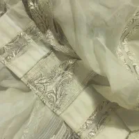 ده متر پرده حریر طرح دار رنگ نباتی