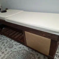 تخت تمام چوبی ماساژ و ترولی فلزی