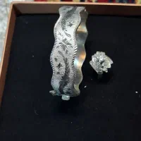 دستبند نقره با انگشتر نقره مشابه طلا