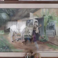 نقاشی پاستل قاب شده