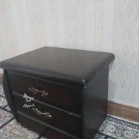 پاتختی دو کشو  سالم رنگ قهوه ای تیره