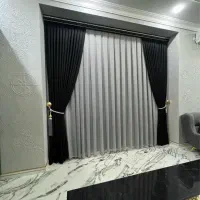 پرده سالن پرده ویلا پرده آماده مخمل کتان