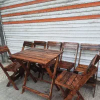 میز صندلی تاشو تمام چوبی
