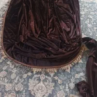 دو عدد والان پرده مخمل قهوه‌ای درحد نو سالم سالم