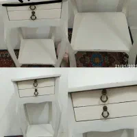 میز تلفن چوبی سفید