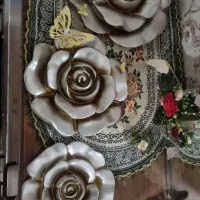 مجسمه گل رز سه تایی دیواری پلی استر