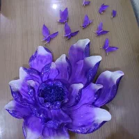 تابلو رزین گل و پروانه