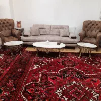 میز جلو مبلی ۳ عدد برنز و میز تلفن گرد برنز