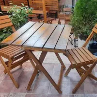 ست میز و صندلی تاشو تمام چوب چنار مدل 08