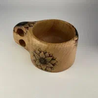 سوخته کاری روی ماگ و کوکسا چوبی
