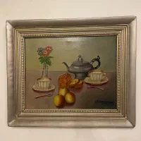 نقاشی رنگ روغن آنتیک قدیمی دکور قاب چوبی