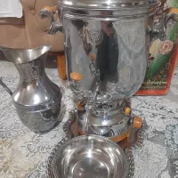 سماور با سینی وکاسه پارچ اب استیل