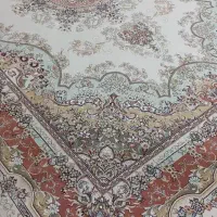 درباری فرش ۹ متری کرم مسی آکبند تمام نخ