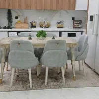 مبل و میز نهارخوری و پرده پانچ یه پاف و ۳تا عسلی