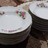 بشقاب برنج خوری و خورشت خوری گل سرخی قدیمی