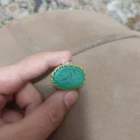 یک عدد انگشتر نقره اصلی 18گرم سنگ عقیق سبز