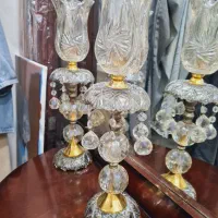 یک جفت شمعدان کریستال شامپاینی