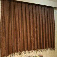 پرده مدل چروک قهوه‌ای