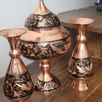 ظرف مسی شکلات خوری یا گز خوری و گلدان مسی