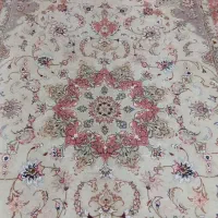 فرش دستبافت طرح تبریز گل ابریشم 40 رج ریشها سالم