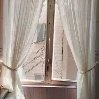 پرده مدل لیفه دوزی نونو کنار حاشیه دار سفید