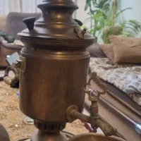 سماور زغالی با سینی و  کاسه