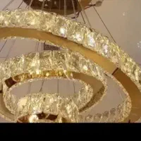 لوستر کریستالی گرد ۳ حلقه