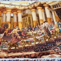 تابلو فرش دستبافت چله ابریشم ملک سلیمان