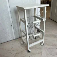 سبد سیب زمینی پیاز چوبی چرخدار