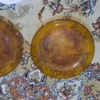 دو عدد بشقاب طرح میگو ساخت اندونزی قدیمی