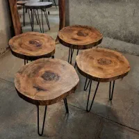 میز عسلی روستیک چوب چنار