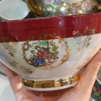 کاسه عتیقه ژاپنی دور زرشکی آنتیک