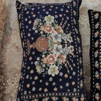 روبالشتی مخمل شانل دورو سرمه ای نو