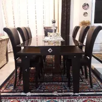 میز ناهارخوری ام دی اف قهوه ای ۸نفره