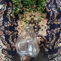 گلدون شیشی با پایه چوب طبیعی(۴مدل)