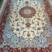 فرش دستباف جفت ۶ کاشان کرم نو و در حد نو دستبافت