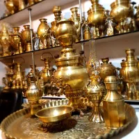 rujvکلکسیونی سماور ذغالی nساده زغالی برنجی مسی8ihv