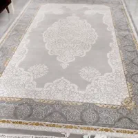 فرش پرستیژ ترکیه از نخ 100٪ اکریلیک و دور طلا کوب
